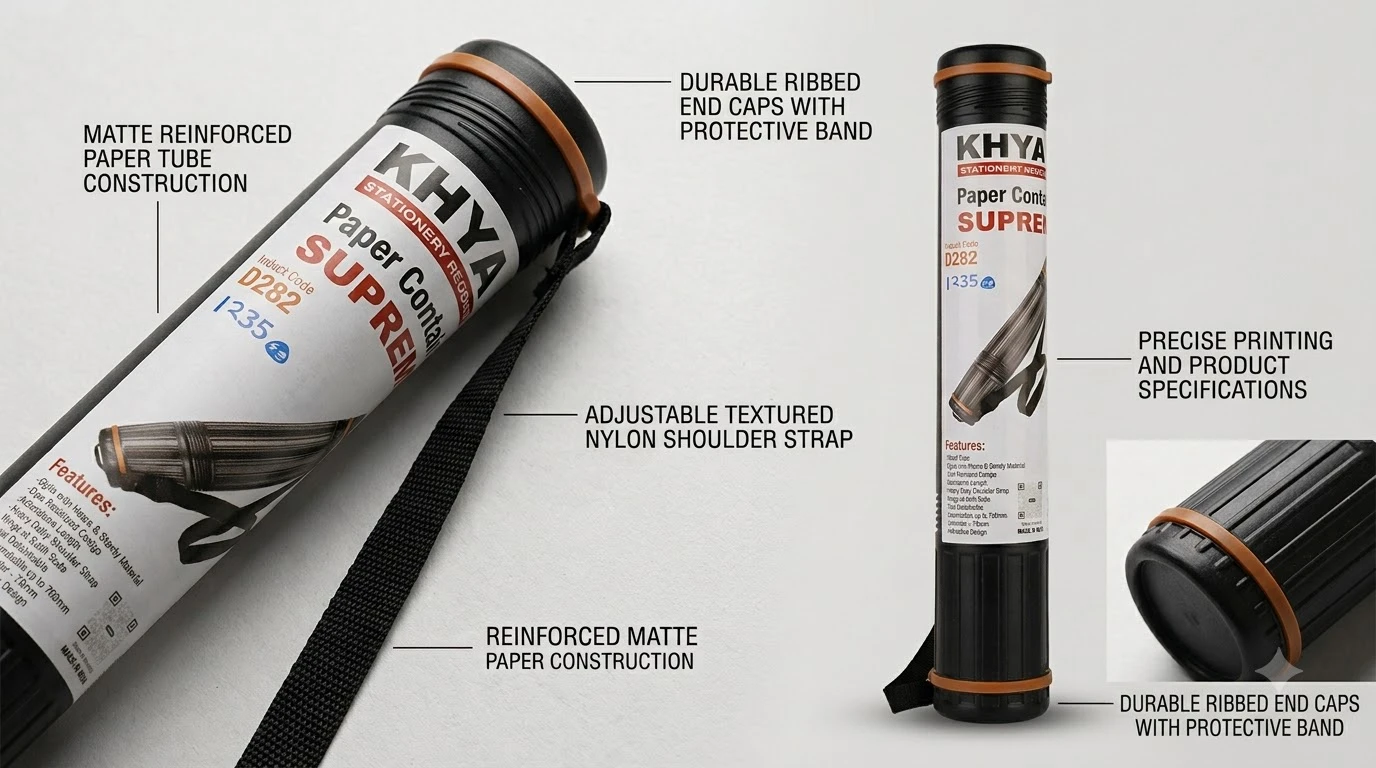 KHYATI Expandable Telescopic Document & Blueprint Storage Tube with Adjustable Shoulder Strap (D282) A+ content image