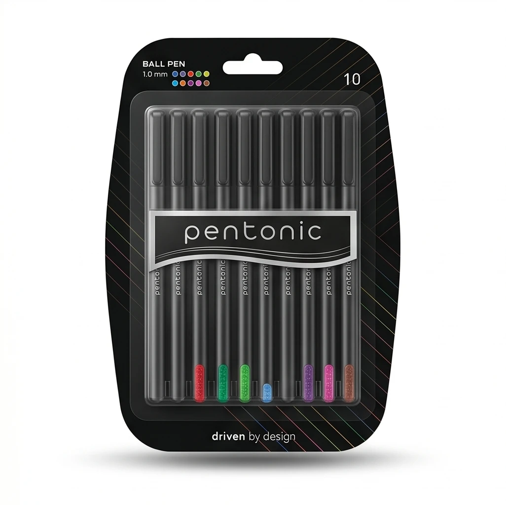 Pentonic 10-Piece Multi-Color Ball Pen Set – Premium 1.0 mm Bold Tip Markers for Professional Writing & Creative Coding