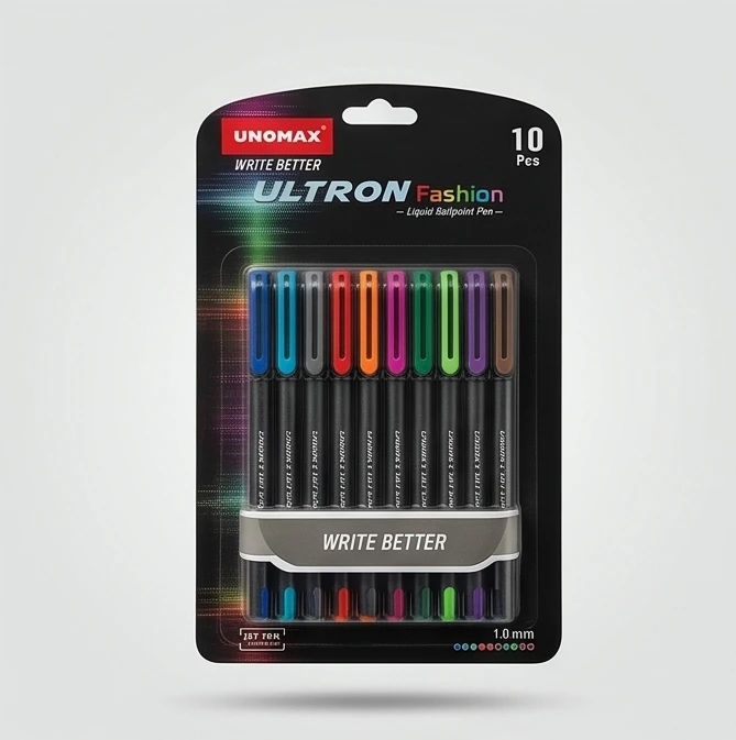 Unomax Ultron Fashion Liquid Ballpoint Pens – 10-Piece Premium Multi-Color Set, 1.0mm Bold Tip for Professional Writing