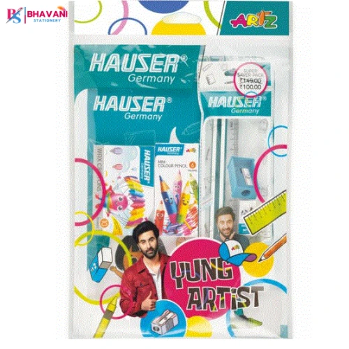 Hauser Yung Artist Premium Stationery Kit – Comprehensive Art & Writing Set with Color Pencils, Wax Crayons, and Precision Tools